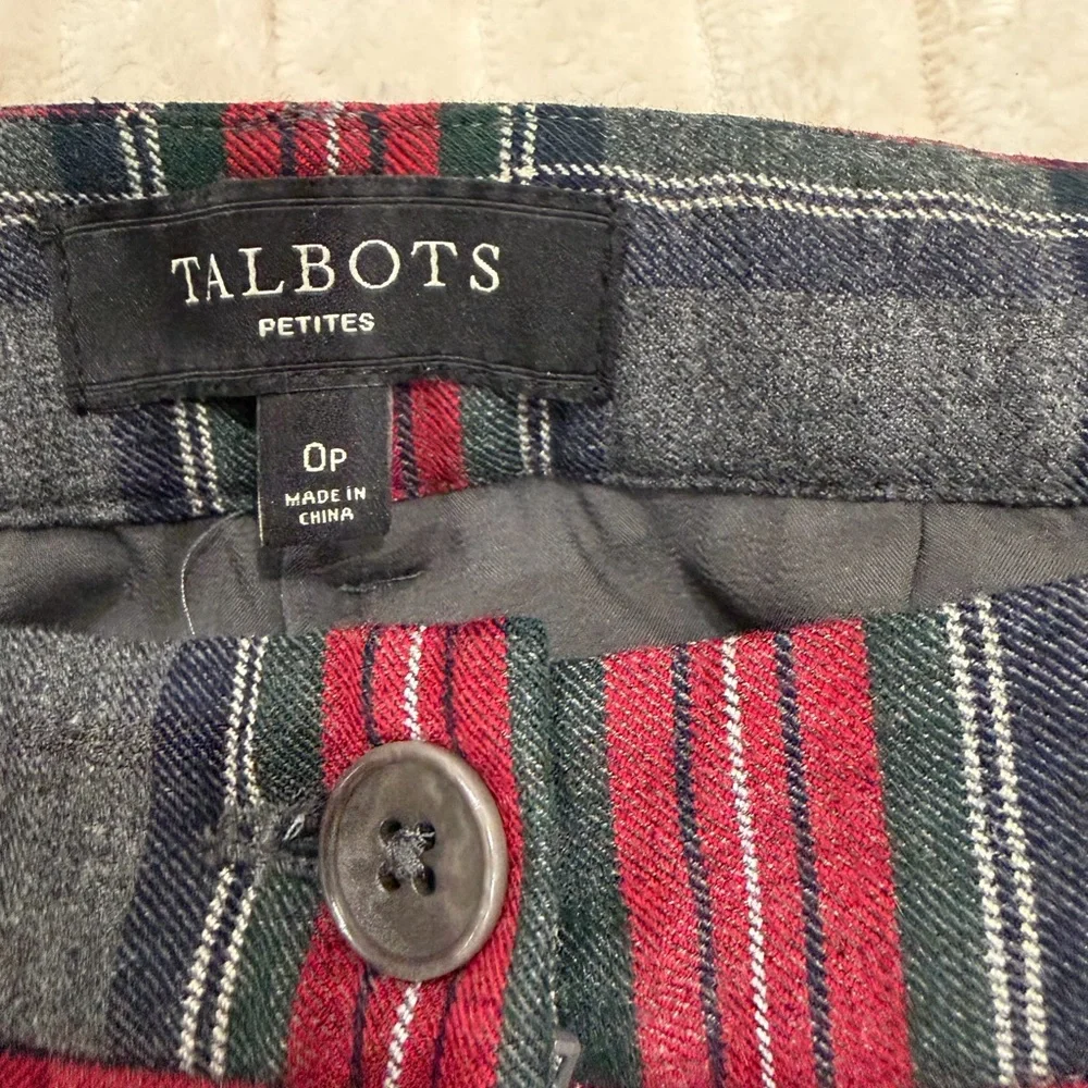 Talbots Plaid Straight Leg 0P preppy dark light academia lined wool blend geek - Picture 5 of 14